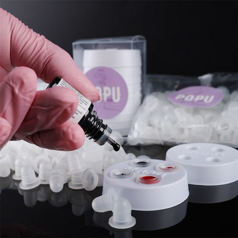 POPU Disposable Soft Silicone Ink Cups & Disposable Ink Cup Holder - POPU MICRO BEAUTY