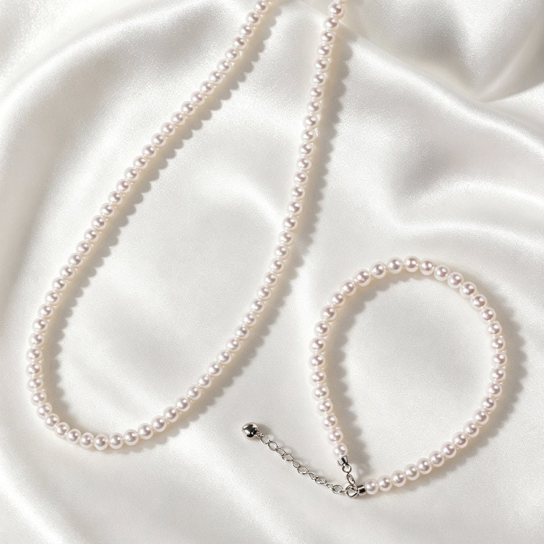 POPU Delicate Pearl Necklace & Bracelet Set for Women