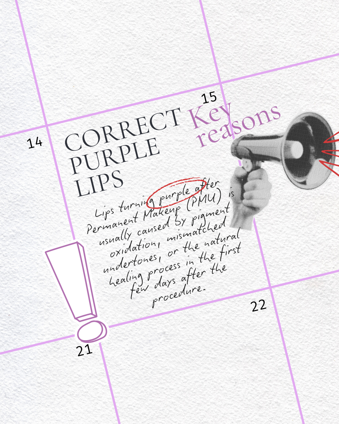 PMU Tips (51)--Key reasons for purple lips after PMU and How to correct purple lips