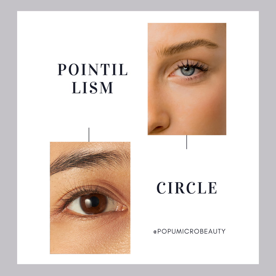 The techniques in PMU--Circular and Pointillism--popumicrobeauty