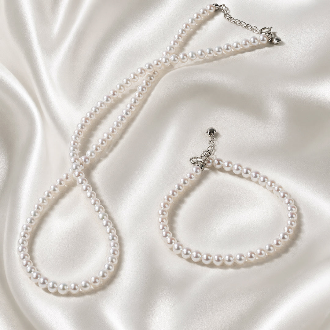POPU Delicate Pearl Necklace & Bracelet Set for Women