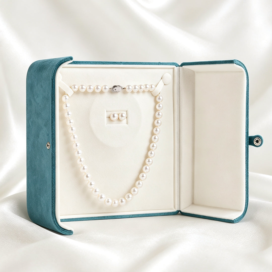 POPU Classic Pearl Necklace & Earrings Set for Women